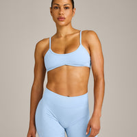EnhanceLift™ Seamless Minimal Bralette with Grey Logo | Powdered Blue