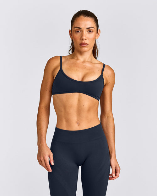 EnhanceLift™ Seamless Minimal Bralette with Grey Logo | True Blue