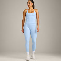 UnifiedMove™ T Back Mid Vest with Built in Bra Shelf with Reflective Logo | Powdered Blue
