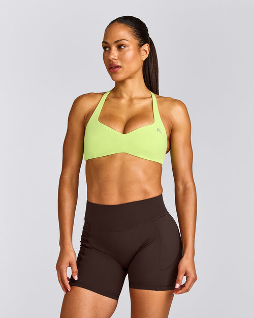 UnifiedMove™ T Back Minimal Bralette with Reflective Logo | Citrus Green