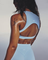 SoftMotion™ High Neck Sports Bra | Mist Blue