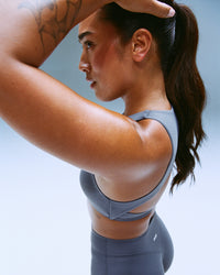 SoftMotion™ High Neck Sports Bra | Granite Blue