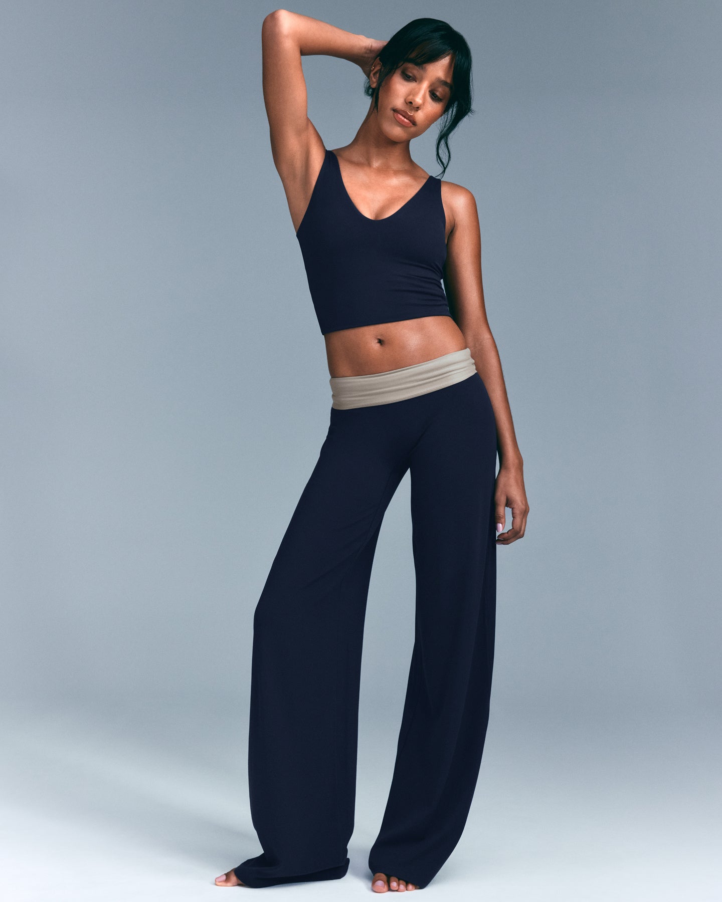 SoftMotion™ Straight Leg Bottoms with Grey Logo | True Blue