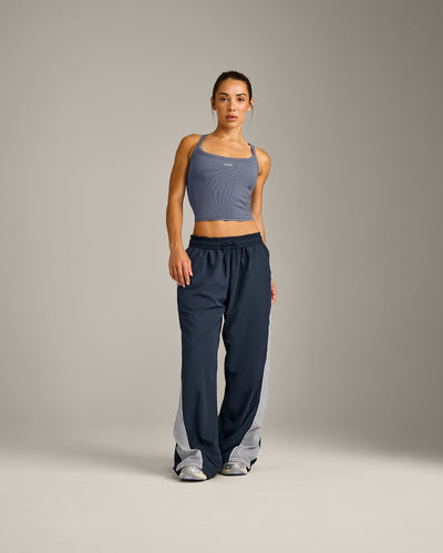 Mellow™ Rib Racer Back Mid Vest with Built in Bra Shelf | Granite Blue