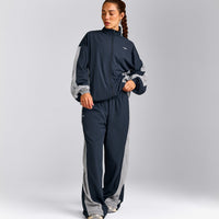 Oversized Contrast Piped Woven Track Jacket | True Blue