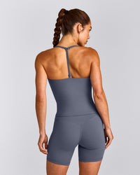 UnifiedMove™ T Back Mid Vest with Built in Bra Shelf | Granite Blue