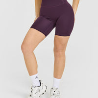 Timeless High Waisted Shorts with White Logo | Blackberry Purple