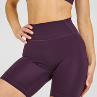 Timeless High Waisted Shorts with White Logo | Blackberry Purple