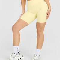 Timeless High Waisted Shorts with White Logo | Sherbert Yellow