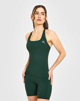 Timeless Square Neck Vest with White Logo | Racing Green