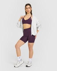 Timeless Strappy Bralette with White Logo | Blackberry Purple