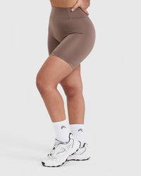 Timeless High Waisted Shorts 6" | Cool Brown
