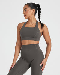 Timeless Wide Strap Sports Bra | Deep Taupe