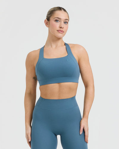 Timeless Wide Strap Sports Bra | Moonstone Blue