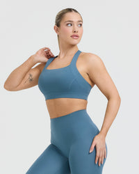 Timeless Wide Strap Sports Bra | Moonstone Blue