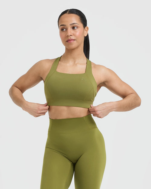 Oner Modal Timeless Wide Strap Sports Bra | Olive Green