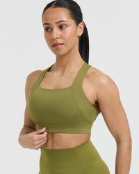 Timeless Wide Strap Sports Bra | Olive Green