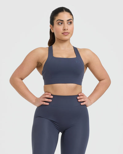 Timeless Wide Strap Sports Bra | True Blue