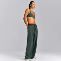 AirMove™ Straight Leg Drawcord Trousers | Shadow Green