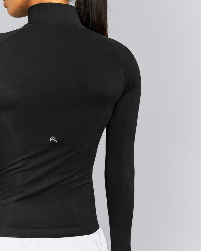 Oner Seamless Mid Weight Fitted 1/2 Zip Long Sleeve Top | Black