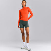 Oner Seamless Mid Weight Fitted 1/2 Zip Long Sleeve Top | Energy Orange