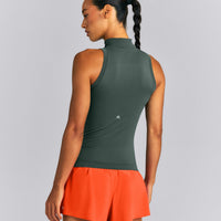 Oner Seamless Mid Weight Fitted 1/2 Zip Tank | Shadow Green