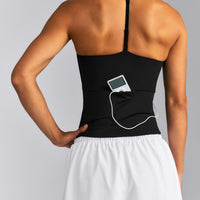 UnifiedMove™ T Back Mid Vest with Gel Pockets and Built in Bra Shelf | Black