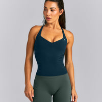 UnifiedMove™ T Back Mid Vest with Gel Pockets and Built in Bra Shelf | Oil Blue