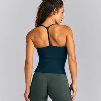 UnifiedMove™ T Back Mid Vest with Gel Pockets and Built in Bra Shelf | Oil Blue