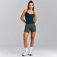 UnifiedMove™ T Back Mid Vest with Gel Pockets and Built in Bra Shelf | Oil Blue