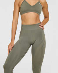 EnhanceLift™ Seamless Leggings with White Logo | Alpine Green