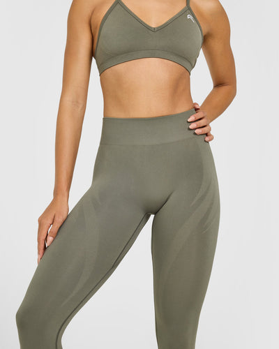 EnhanceLift™ Seamless Leggings with White Logo | Alpine Green