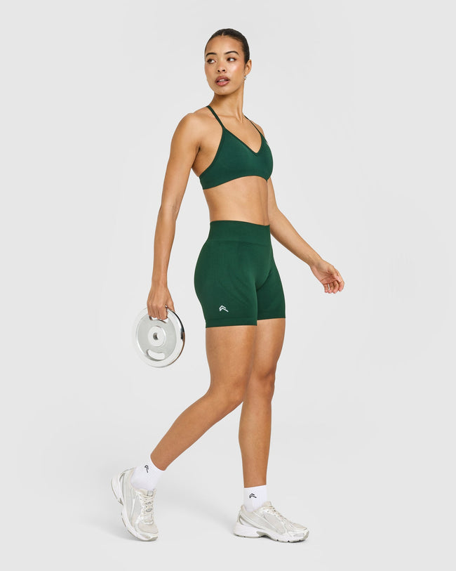 EnhanceLift™ Seamless Shorts with White Logo | Racing Green