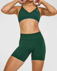 EnhanceLift™ Seamless Shorts with White Logo | Racing Green