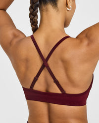 EnhanceLift™ Seamless Strappy Sports Bra with White Logo | Rosewood