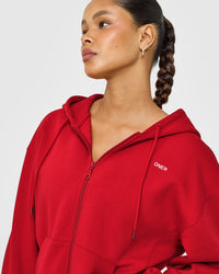 Foundations Zip Through Hoodie | Toasted Red