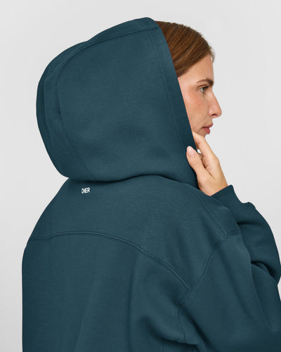 Foundations Zip Through Hoodie | Oil Blue