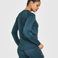 Go To Seamless Loose Long Sleeve Top | Oil Blue