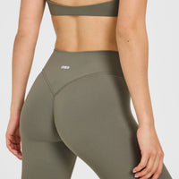 SoftMotion™ High Waisted Leggings with White Logo | Alpine Green