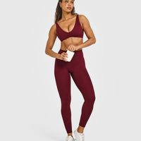 SoftMotion™ High Waisted Leggings with White Logo | Light Rosewood