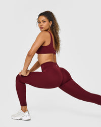 SoftMotion™ High Waisted Leggings with White Logo | Light Rosewood