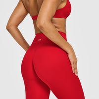 SoftMotion™ High Waisted Leggings with White Logo | Light Toasted Red