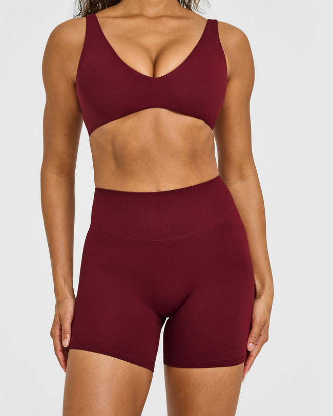 SoftMotion™ High Waisted Shorts 6" with White Logo | Light Rosewood