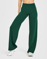 SoftMotion™ Straight Leg Bottoms with White Logo | Dark Racing Green