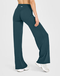 SoftMotion™ Straight Leg Bottoms with White Logo | Oil Blue