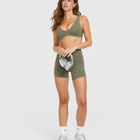 SoftMotion™ Scoop Back Bralette with White Logo | Alpine Green