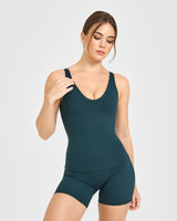 SoftMotion™ Scoop Neck Vest with White Logo | Oil Blue