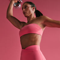 UnifiedMove Micro Bandeau Bralette with Reflective Logo | Hot Girl Pink
