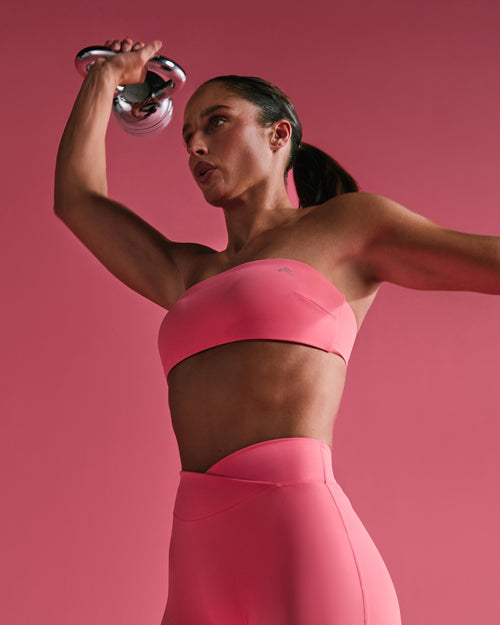 UnifiedMove™ Micro Bandeau Bralette with Reflective Logo | Hot Girl Pink