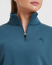 All Day Crop 1/4 Zip Sweatshirt | Lake Blue